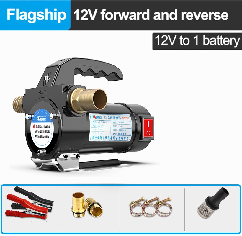 Small Portable High-flow Electric Suction Pump 12/24/220V Stainless Steel Diesel/Kerosene Self-priming Suction Pump: Gold