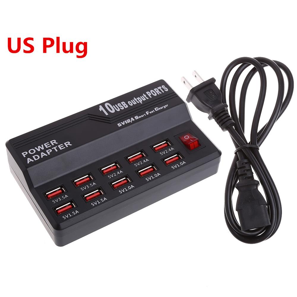 10 USB Port Hub Fast Charging Station Wall Travel Desktop Charger Power Adapter WXTB: US Plug