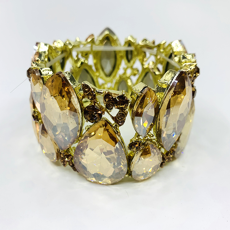 Moda nova marquise cristal manguito pulseiras pulseiras grande estiramento bangle para mulheres casamento nupcial pulseira jóias presente para meninas: champagne