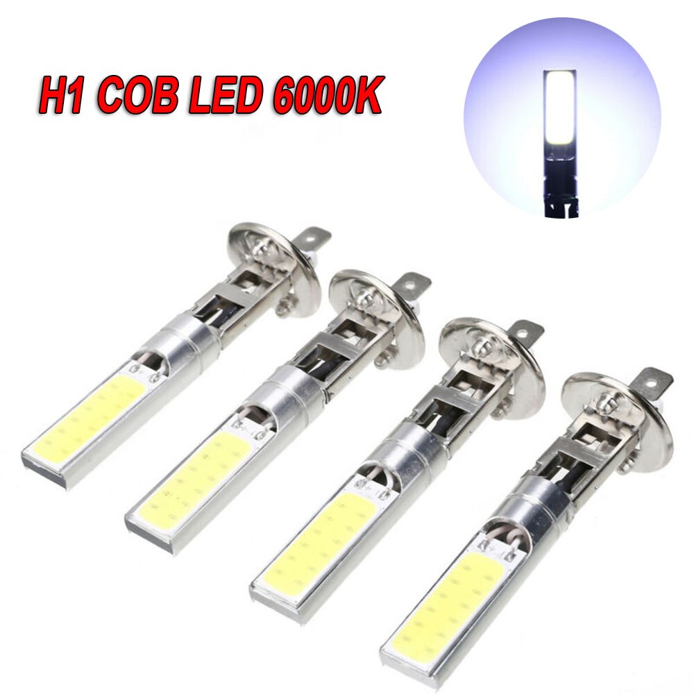 H1 led cob hovedlys fjernlys drl lys lampe pære hvit 6000k 6000lm 60w