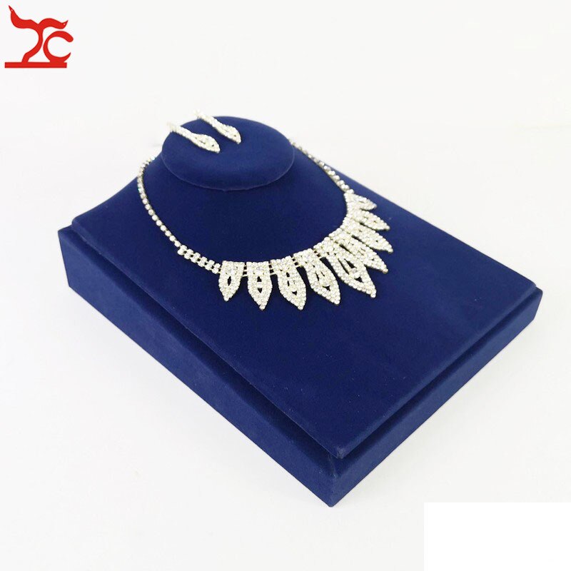Velvet Jewelry Display Holder Blue Ring Necklace Bracelet Jewelry Organizer Storage Stand Engagement Jewelry Counter Showcase