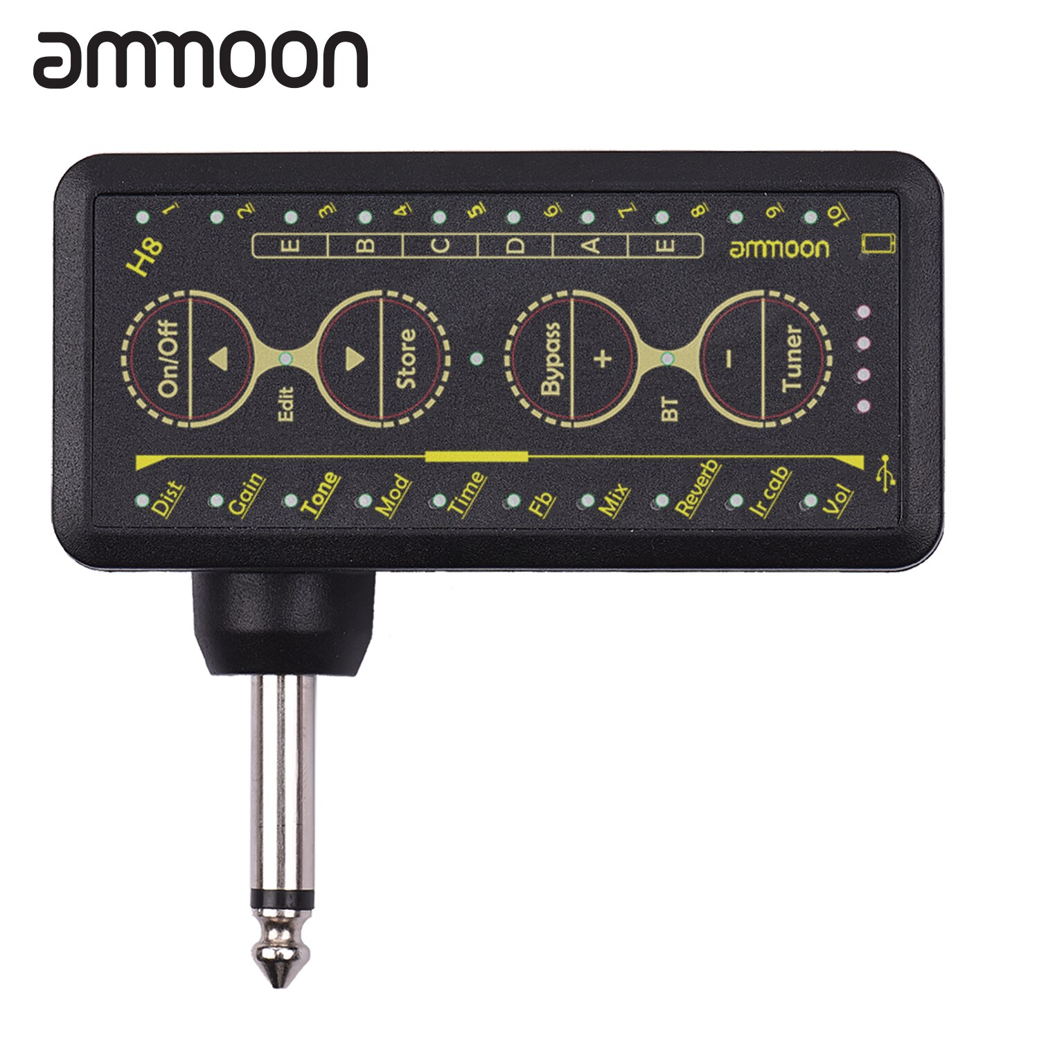 ammoon Multi-effects Guitar Headphone Amplifier Rechargeable Pocket Headphone Guitar Amp with 3.5mm Jack for Guitar Amplifier