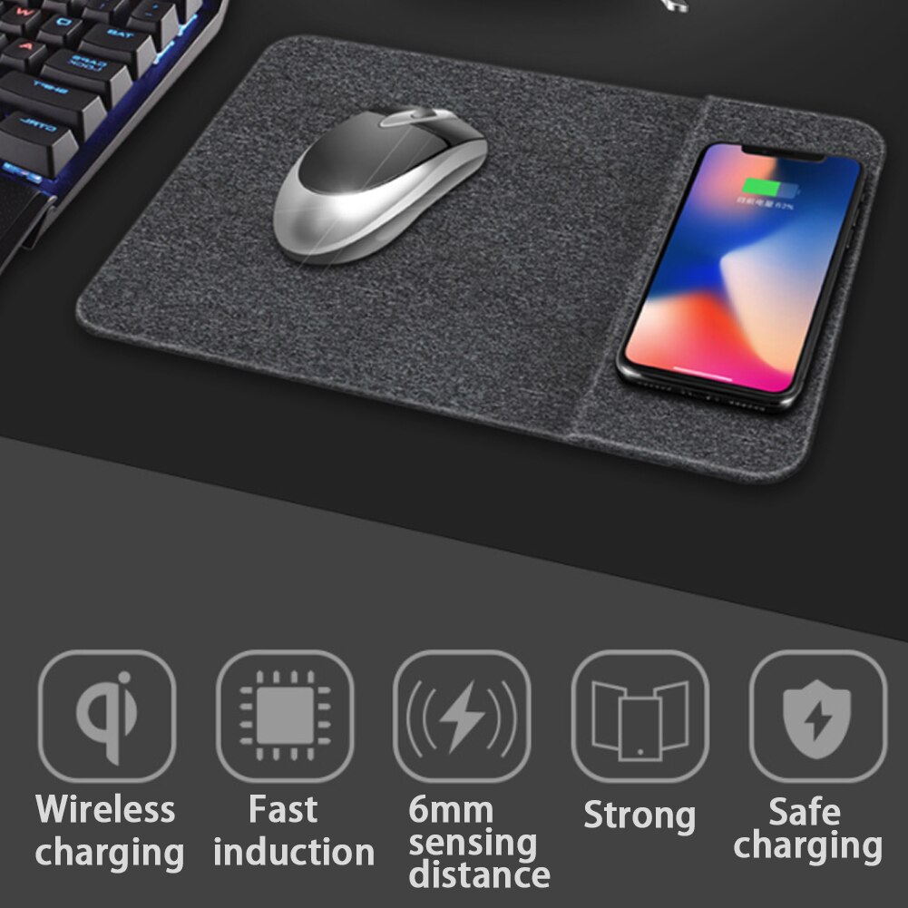 Mobile Phone Wireless Charger Computer Mouse Pad Charging Mat for Office Desktop Phone charger computer mouse pad in one