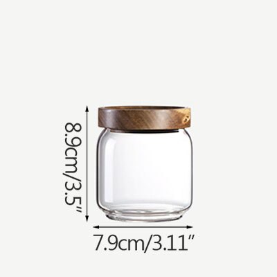 Botella de vidrio transparente para cocina, tapa de madera, tarro de almacenamiento sellado, organizador frascos de almacenamiento multigranos para el hogar: S