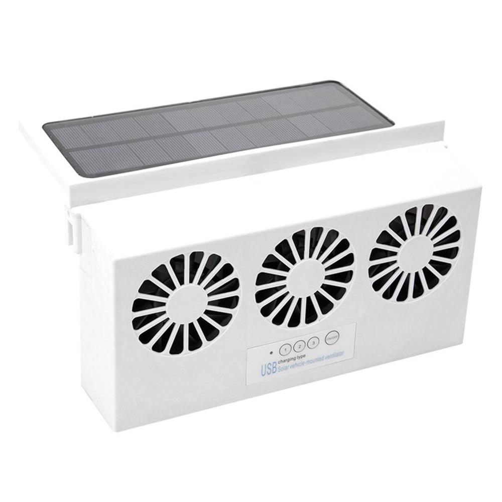 Bilblæser solvindue soldrevet bil automatisk luftventil køligt kølesystem kølerventilator køleblæser energibesparelse: Hvid
