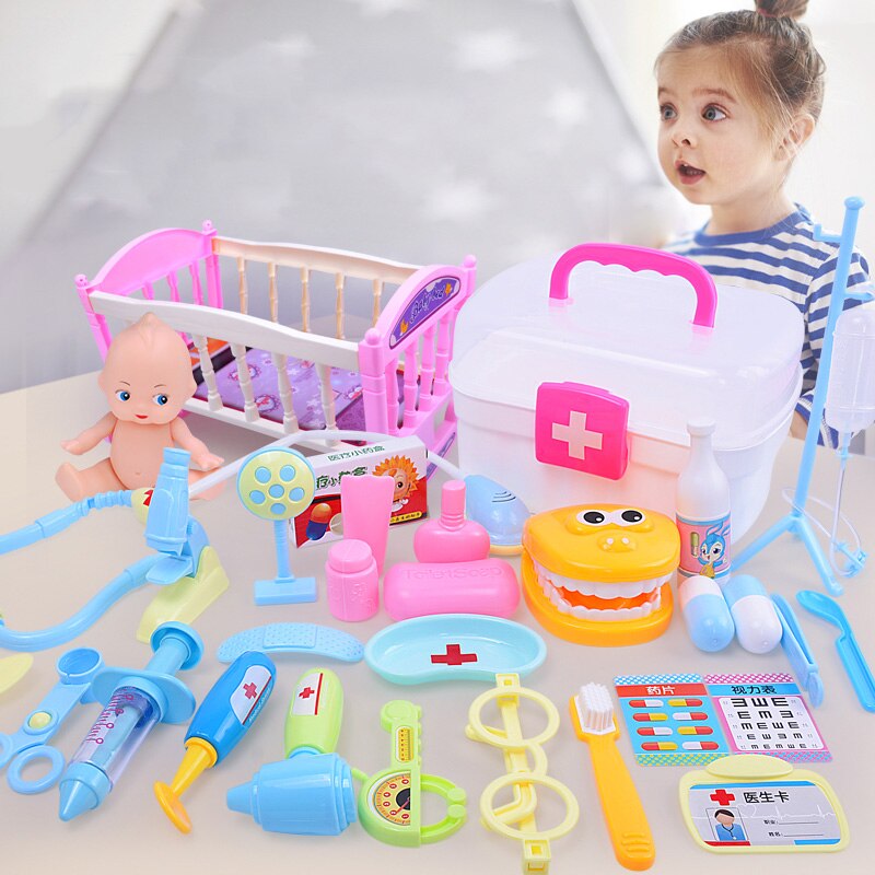 I bambini fingono di giocare a casa Set di giocattoli finta medico simulazione clinica apparecchi scatola di immagazzinaggio Design giocattoli educativi per bambini regalo