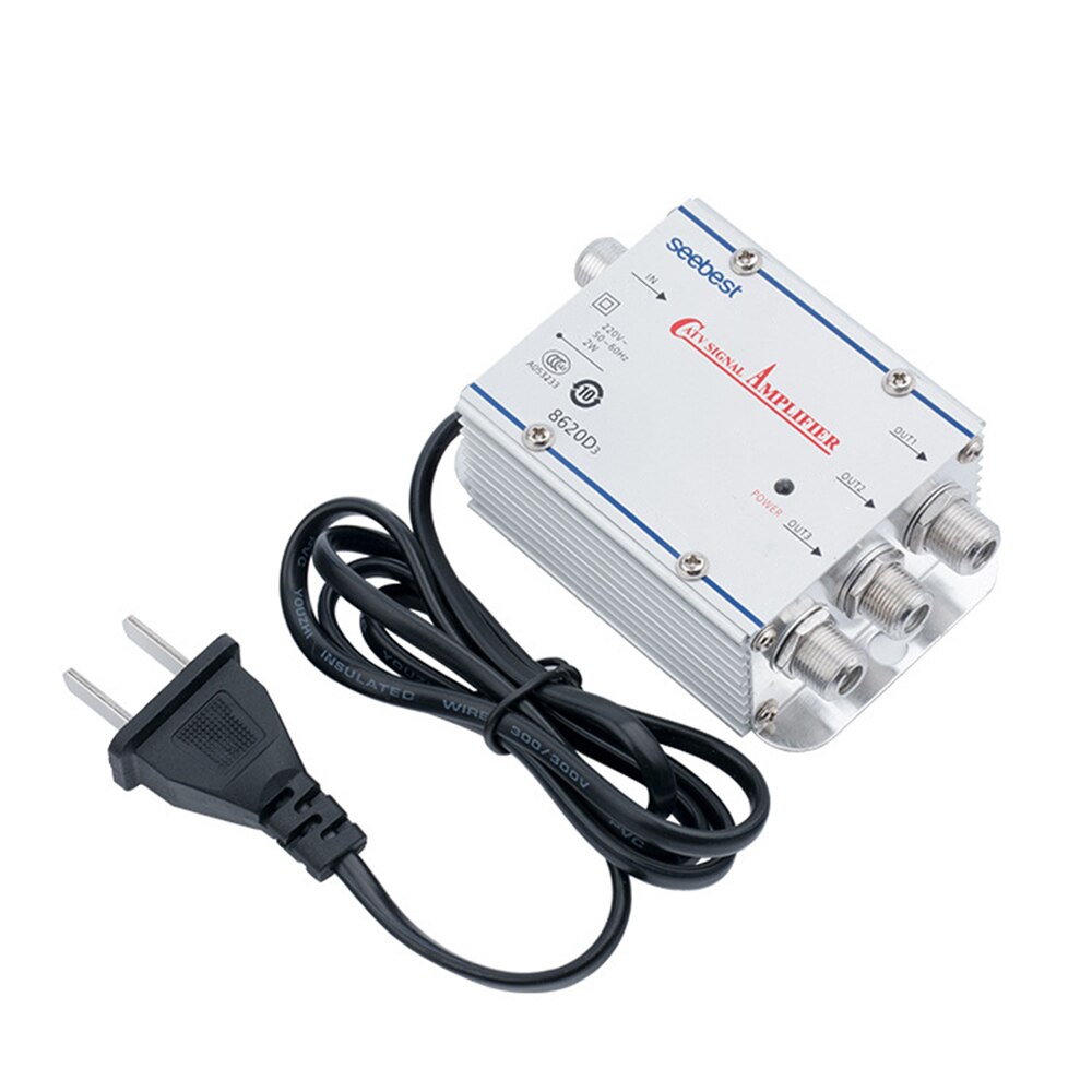220v 3 -veis catv kabel tv signalforsterker kabel tv splitter forsterker 20db digital tv antenne signal catv booster 45-860 mhz