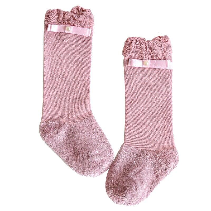 Newborn Baby Girls Thicken Socks Autumn Winter Velvet Warm Socks Kids Bow Long Tube Sock Princess Infant Baby Socks