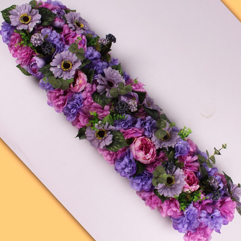 100cm gør-det-selv bryllup blomstervæg kunstig blomst række silke pæon rose scene arrangement dekoration bryllup jern bue baggrund: Mørke lilla
