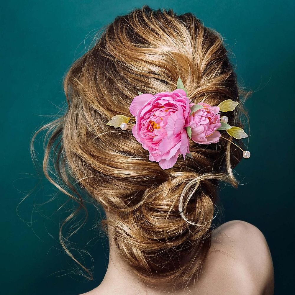 Alfinetes para Cabelo para Mulheres, Flor De Seda, Pérola Grampos De Cabelo, Noiva Capacete, Broche De Flores De Dama De Noiva, Festa De Casamento, Presilhas