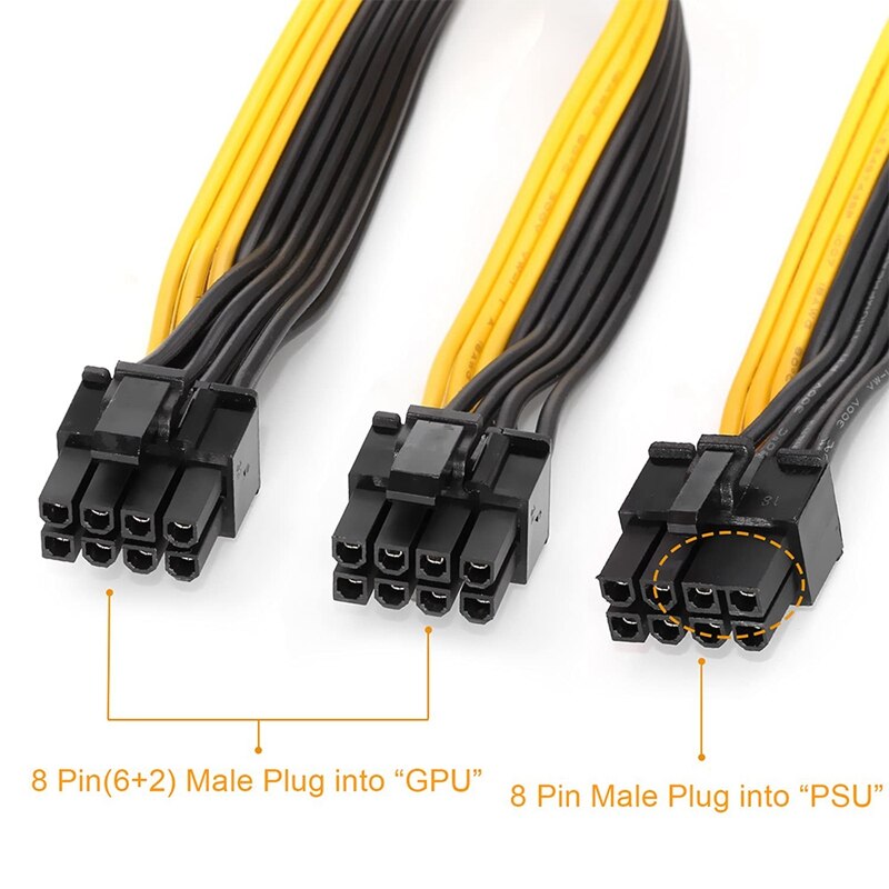 8 Pin Man Dual 8 Pin (6 + 2) man Pcie Kabel Graphics Videokaart Gpu Power Adapter Kabels Voor Modulaire Psu Voeding