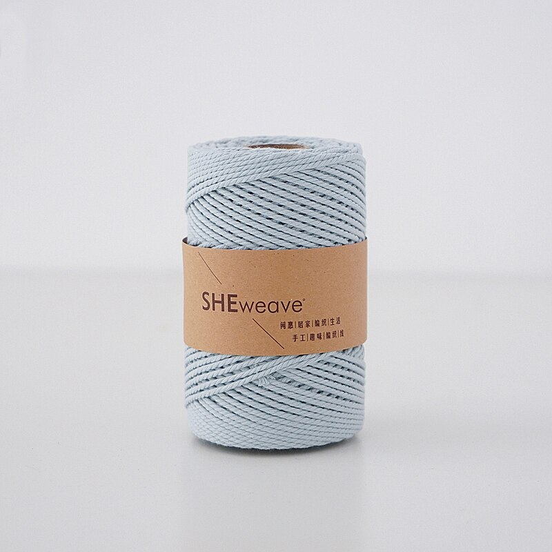 100m farvet vævet tråd garn blød polyester vævet taske vævet garn tæppe diy håndstrikket materiale farve bomuldsreb: Månehvid