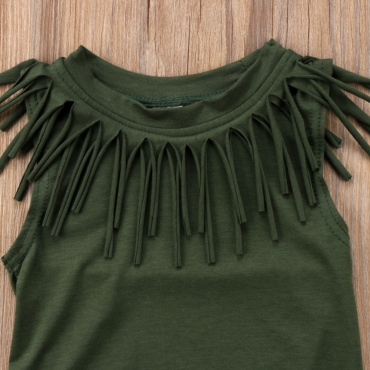 ! bonito mono negro/verde para bebés y niñas, mono de verano con borlas