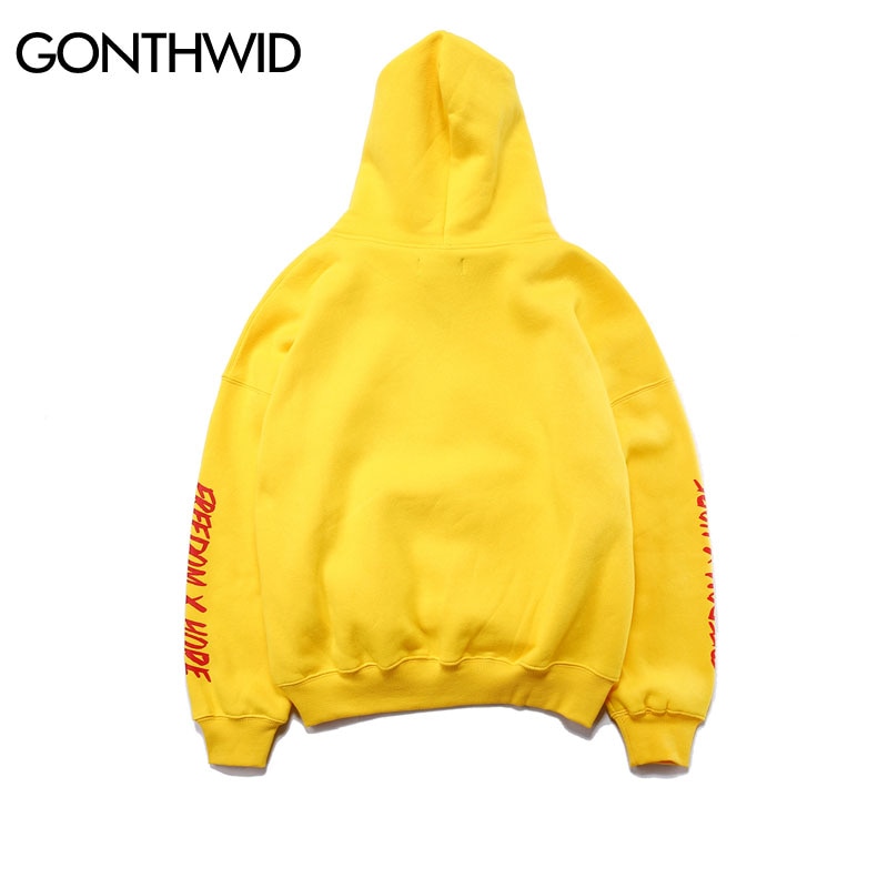 Gonthwide maleri trykt hættetrøjer herre efterår vinter fleece sweatshirts hip hop afslappet bomulds pullover skateboard hættetrøje