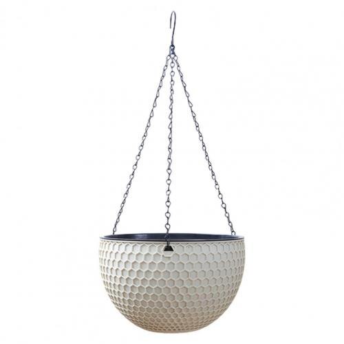 Hanging Flower Basket Imitation Honeycomb Self Water Absorption Waterproof Outdoor Resin Plant Hanger for Garden