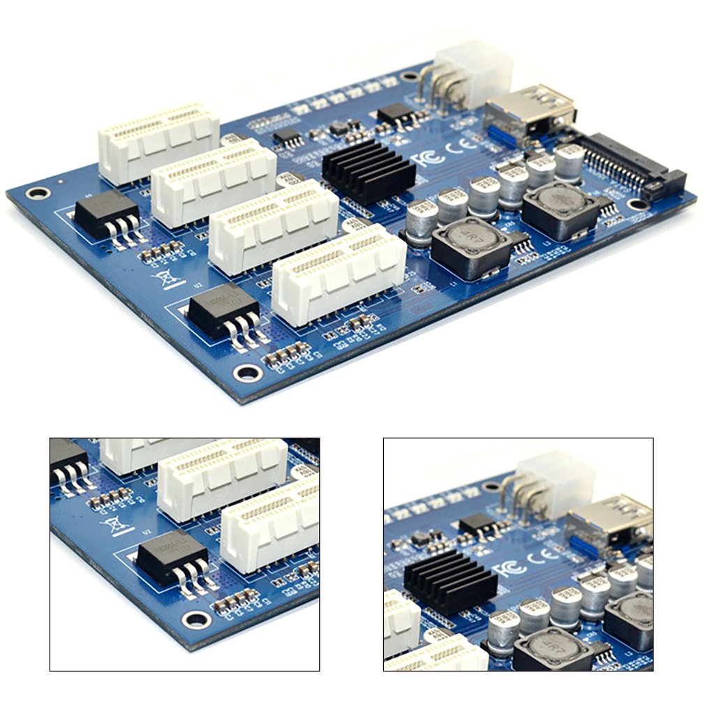 PCIe to PCI Express 1to 4 Slot Riser Card Mini ITX to External 4 PCI-e Adapter Port Multiplier Card for Miner BTC