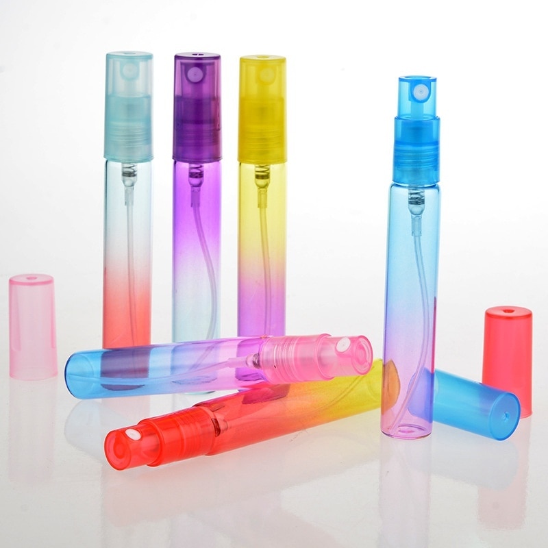 8ml mini draagbare kleurrijke glazen parfumflesjes met verstuiver, lege cosmetische containers voor reisvloeistofdispenserflesjes