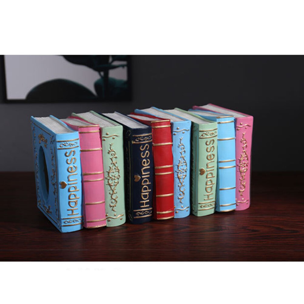 Retro Tissue Doos Hars Servet Storage Container Rechthoek Boek Papieren Handdoek Houder Desktop Decoratie Voor Huis Bar Kantoor (G203)