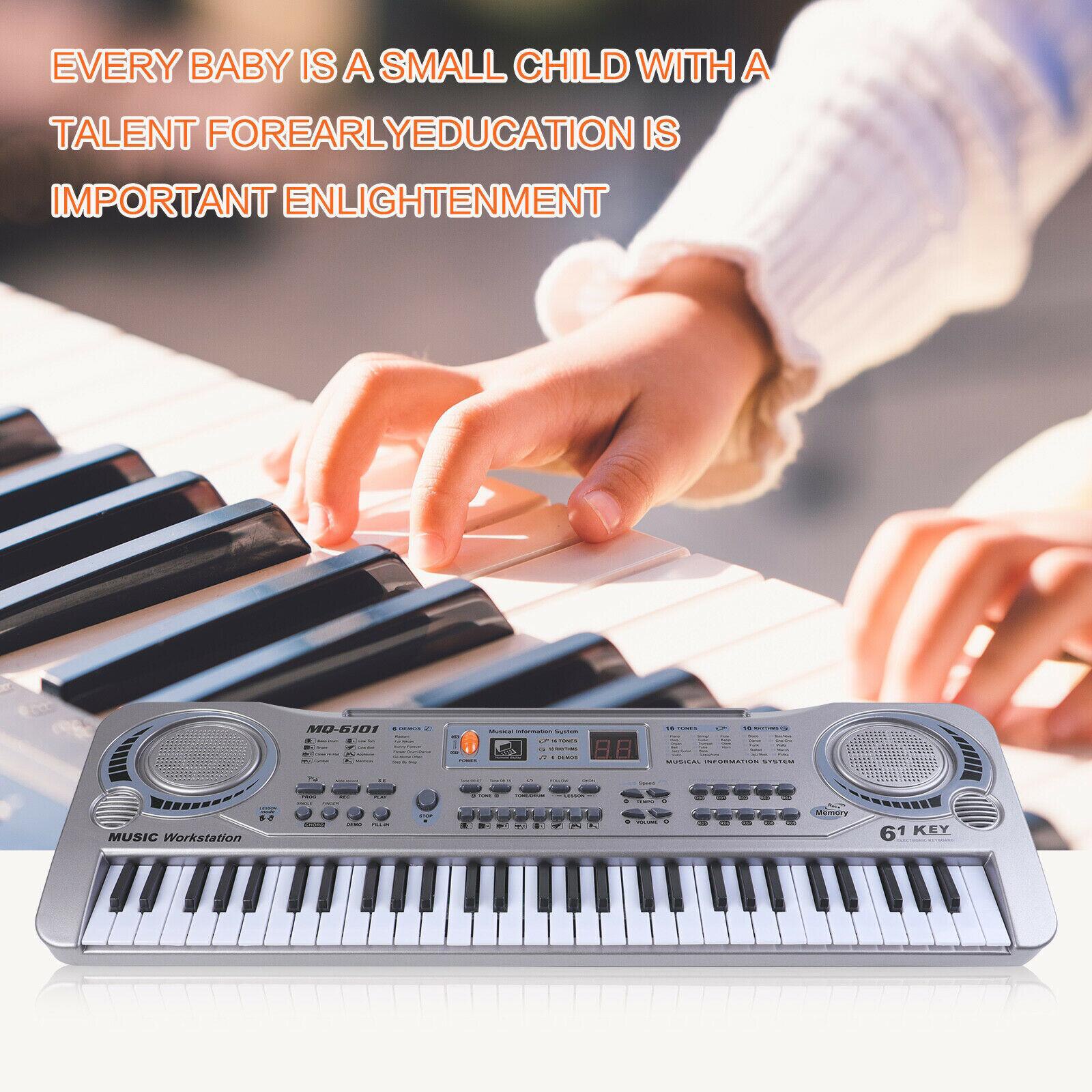61 Keys Electronic Piano Keyboard Digital Piano Organ Music Instrument w/ Microphone Educational Toys for Beginners Adults Kids