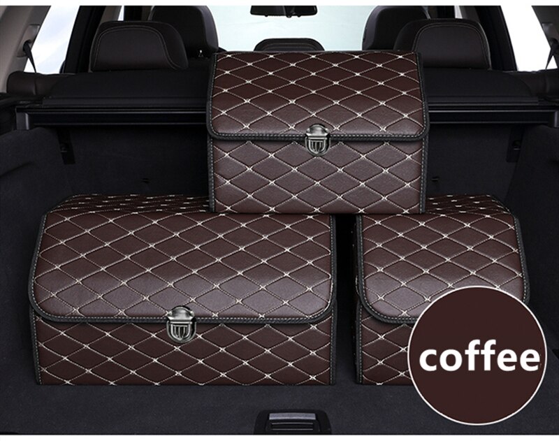PU Leather Trunk Organizer Folding Storage Box Car SUV Trunk Organizer Stroage Bag Auto Interior Car Accessories