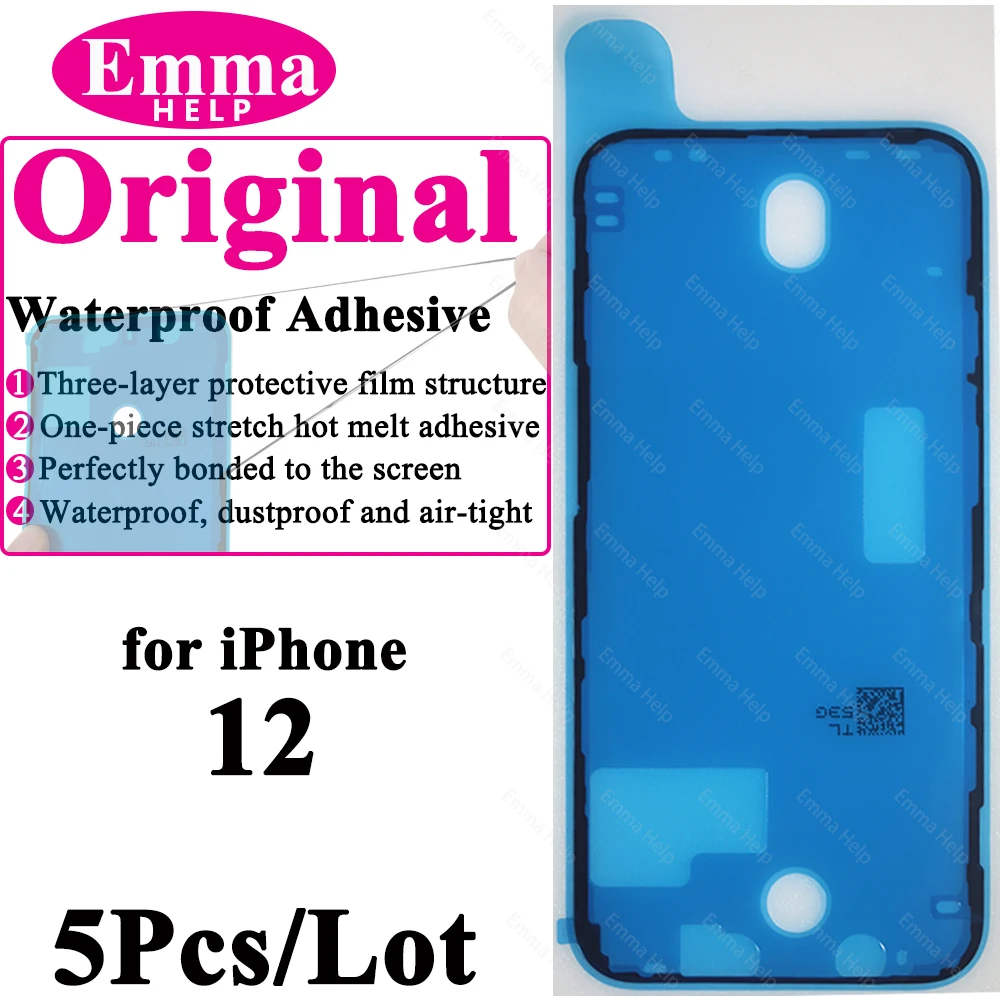 5 uds pegatina impermeable para iPhone 13 12 11 Pro Max 14Plus 3M adhesivo marco de pantalla LCD sello reparación adhesivo accesorios para iphone: Morado