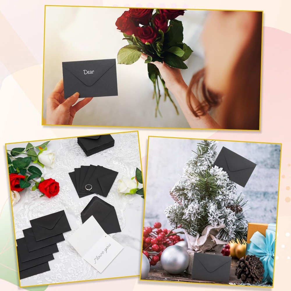 Klasyczne Białe Czarne Kraftowe Puste mini Koperty Papierowe z Okienkiem Koperta na Zaproszenia Ślubne Koperta na Prezenty