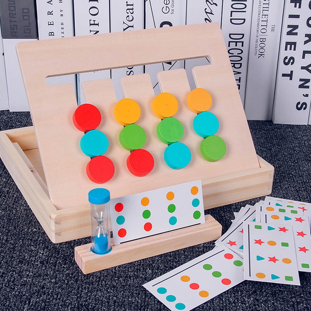 Houten Kleur Vorm Pairing Puzzels Activiteit Board Met Zandloper Onderwijs Speelgoed Verbeteren Uw Kind Cognitie
