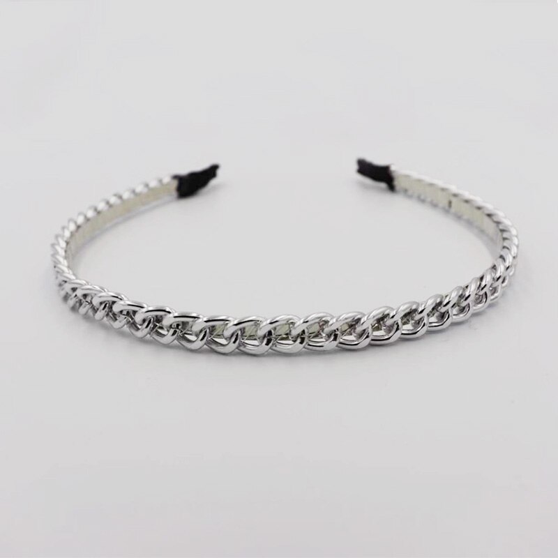 Goud Zilver Metalen Ketting Hoofdbanden Voor Vrouwen Legering Punk Stlye Haarbanden Mode Hoofd Wrap Dun Haar Hoepel Dagelijkse Haar Accessoires: Silver 1
