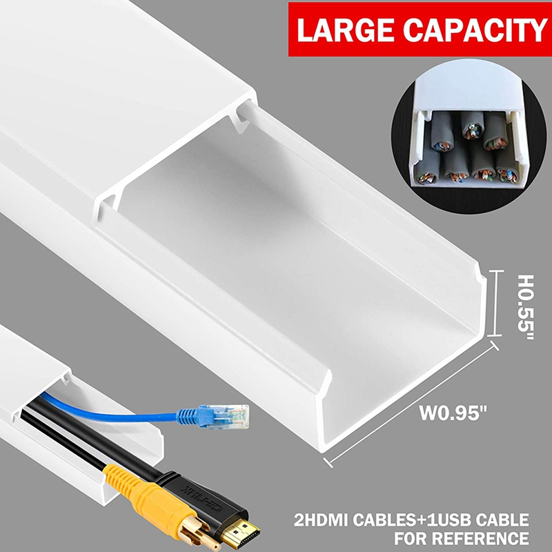Cable Concealer, Cord Cover Raceway Kit, Wire Cover for Mount TV, Cable Hider Channel for Home Office