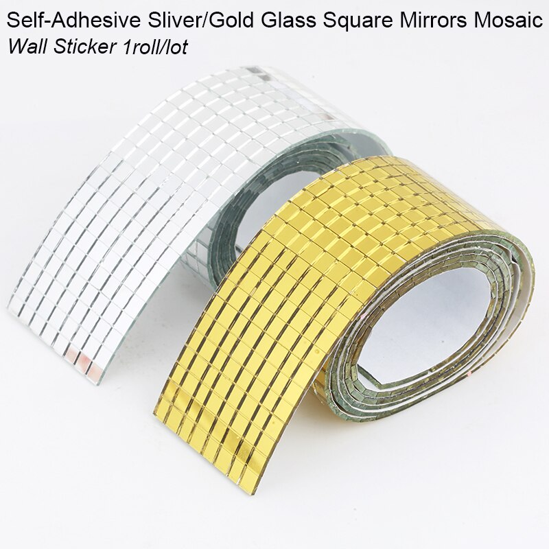 Piastrelle a mosaico per specchi quadrati in vetro argento/oro autoadesivi per artigianato fai-da-te adesivo da parete con specchio in vetro decorazione domestica