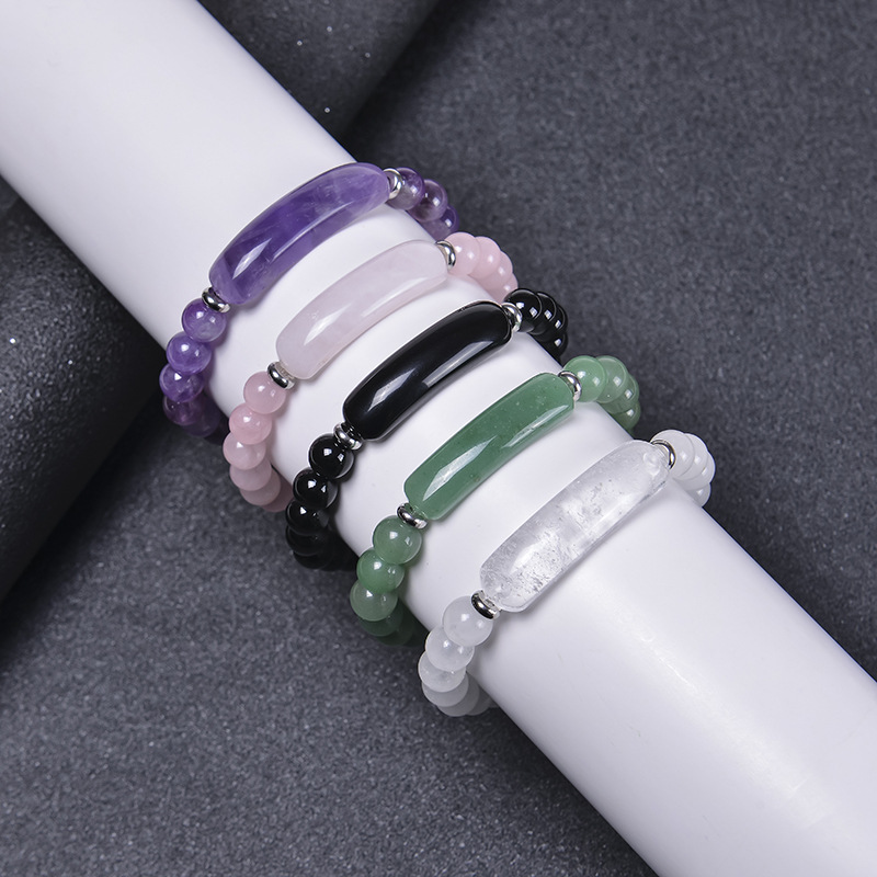 Natursten kristall druzy rosenkvarts ametist ädelsten pärlpärlor armband för kvinnor flickor smycken