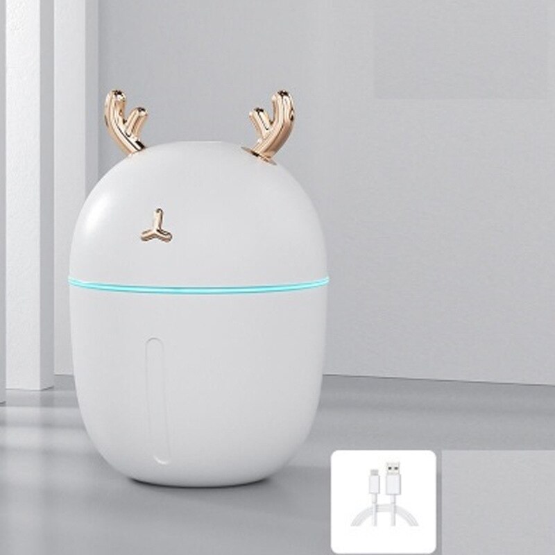 Luftfuktare hushåll sovrum liten mini luft aromaterapi rening spruta vatten påfyllning instrument usb anslutning: Vit