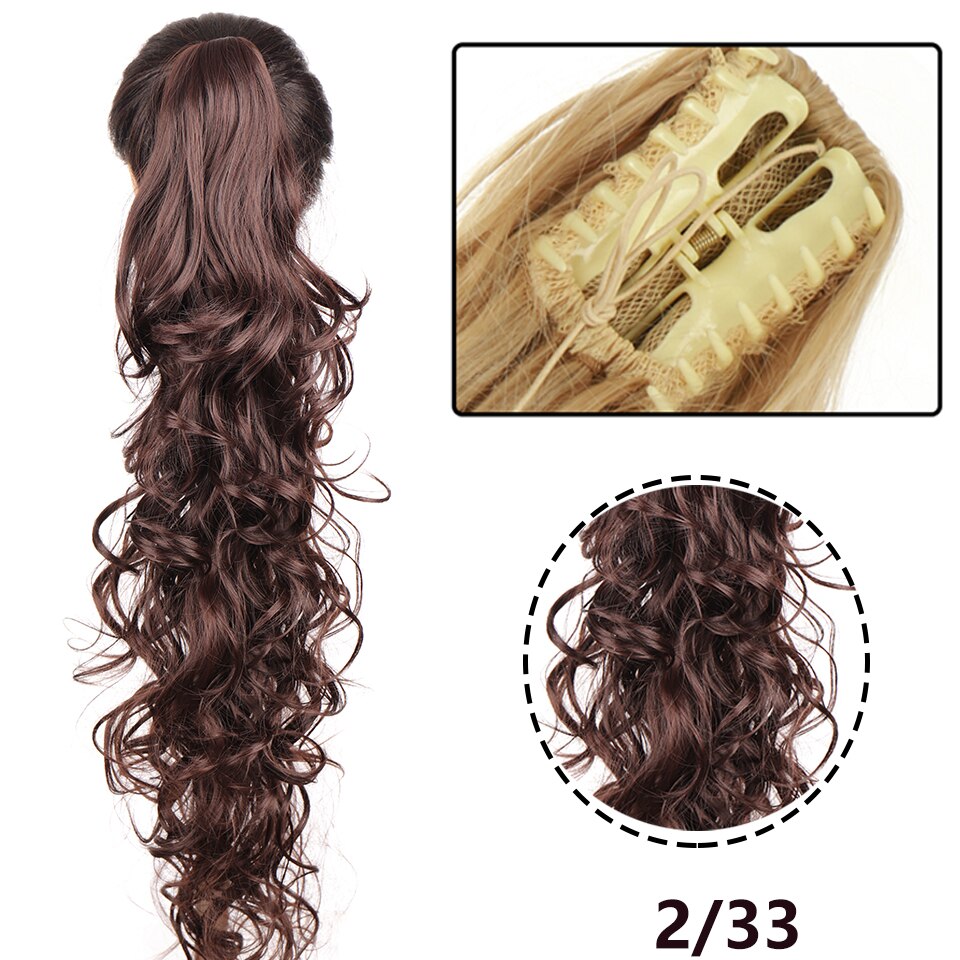 SEEANO Synthetic Claw Clip Ponytail Hair Extension Big Wave Ponytail Hair Extension Ladies Ponytail Wig Yellow Black Brown: T27/30/4