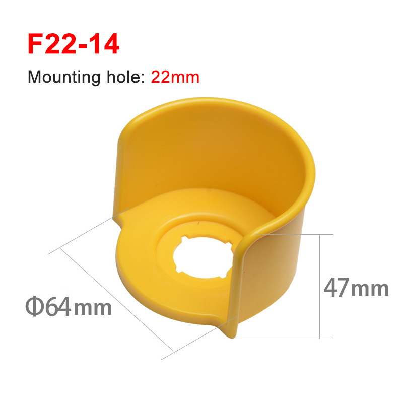 22mm yellow emergency stop button protection cover button switch emergency mushroom head protection seat protection cover ring: F22-14