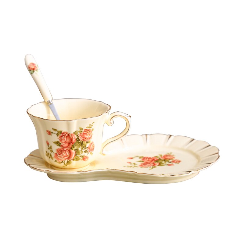 Cerâmica xícara de café e pires conjunto inglês flor da tarde xícara de chá caneca de suco de leite do agregado familiar café da manhã xícara presentes agradáveis