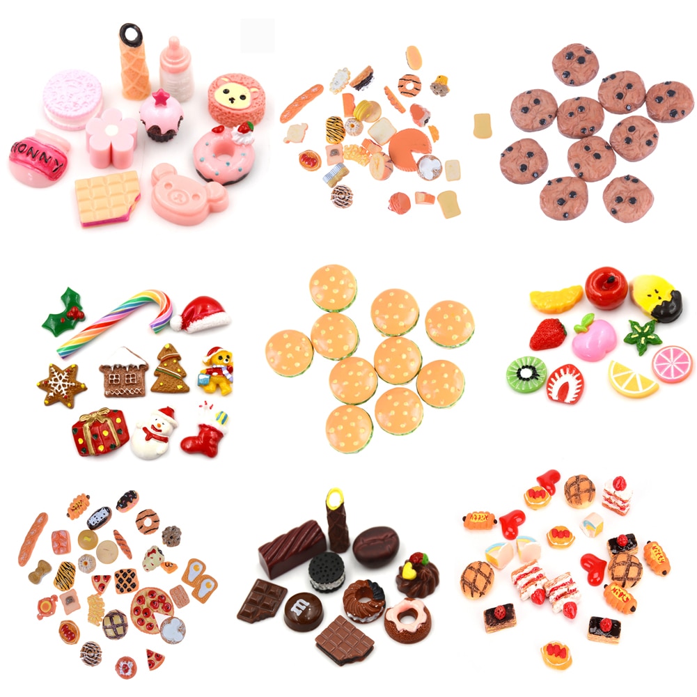 Cute Mini Play Toy Fruit Food Cake Candy Fruit Hamburg Biscuit Donuts Miniature For Dolls Accessories Kitchen Play Toys