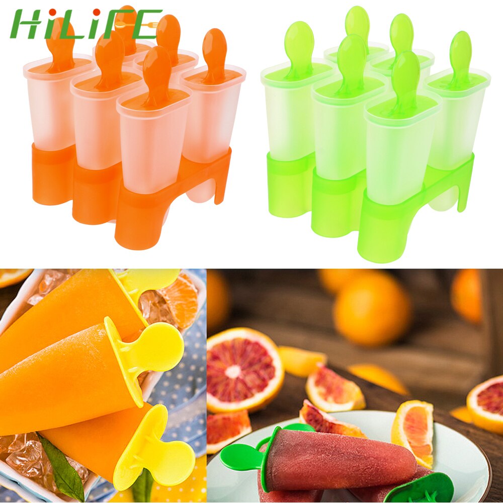 HILIFE 6 Holes Silicone Ice Cream Tubs DIY Ice Cream Tools Frozen Ice Cube MoldsSummer Cool Ice Moulds Kitchen Tools