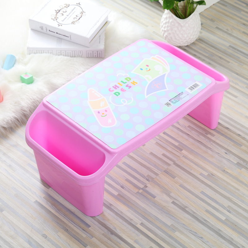 Plastic Study Table for Kids Toddlers Baby Desk with Holder Organizer Portable Laptop Desk Durable Safe Material for Children: Pink