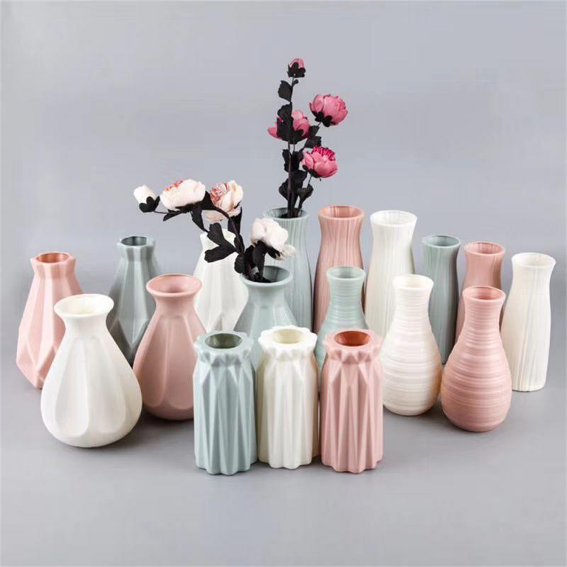 Blomstervase hvid imiteret keramisk urtepotte dekoration hjemme plast vase