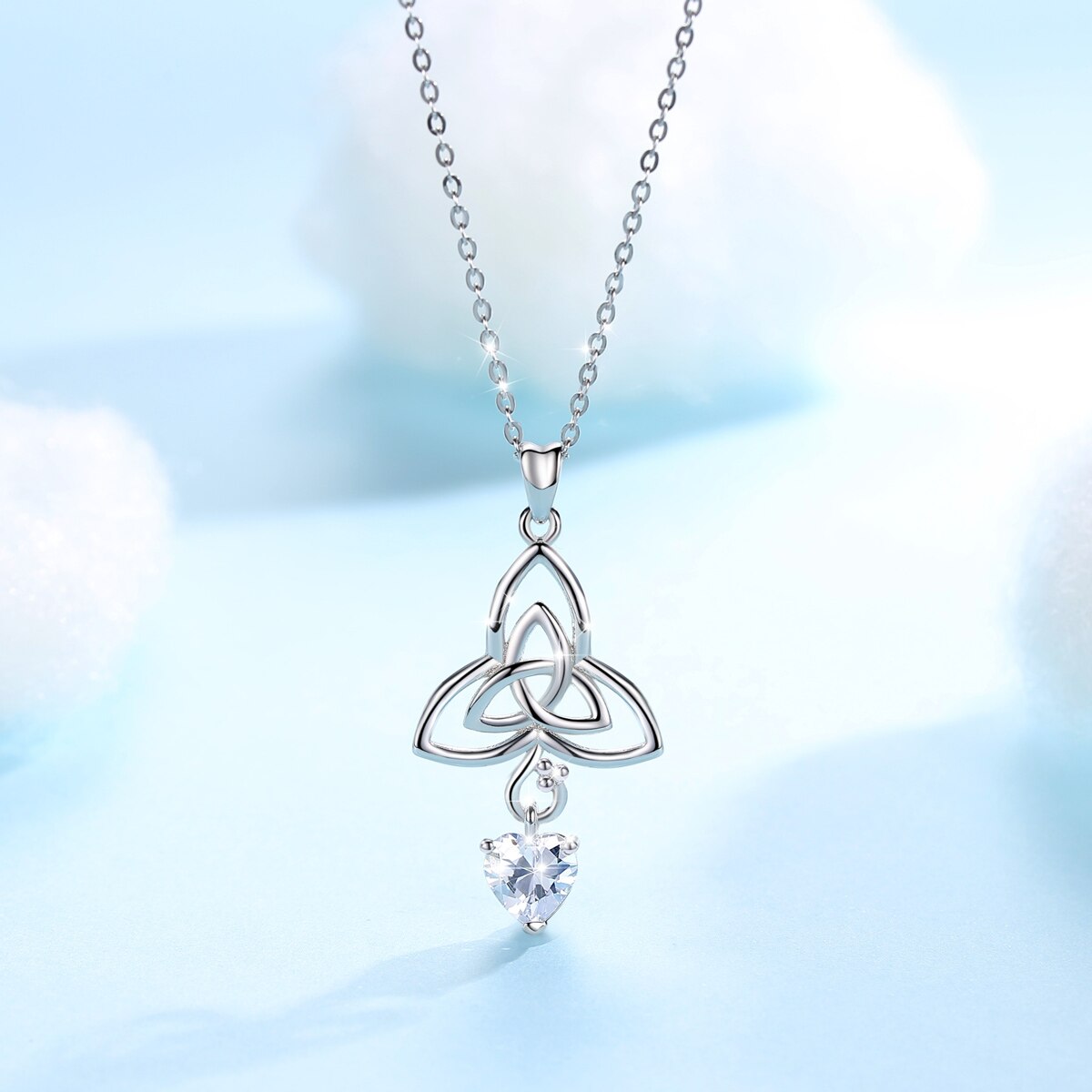 Eudora Reale Sterling Silver Pendente Del Cuore Neckalce buona Fortuna Celtics Knot Choker Delle Donne di Modo 925 Dei Monili per il Regalo Del Partito D191