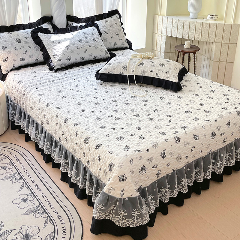 1pc Gewatteerde Sprei voor Bedden Dikke Deken met Kant Single/Queen/Kingsize Bloem Gedrukt Gewatteerde Bed cover Zachte Spreien