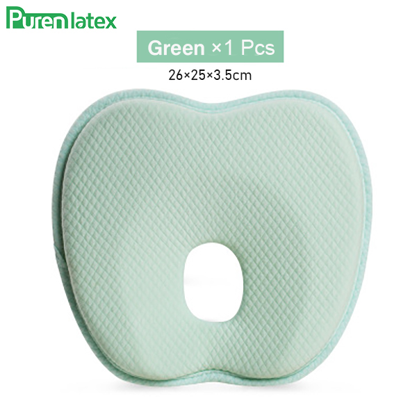 Purenlatex Newborn Baby Head Shaping Pillow 0-12 Months Memory Foam Preventing Flat Head Syndrome(Plagiocephaly) Neck Support: Green