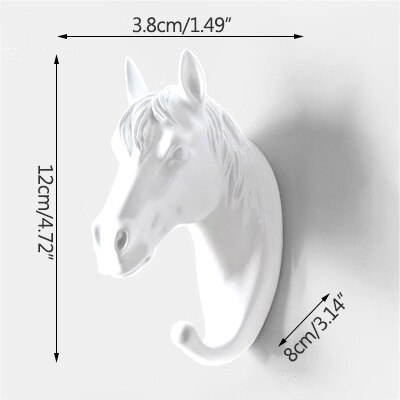 Hanger sleutelhaak multifunctionele amerikaanse kledinghaak houder decoratieve haak dierenhaak muur huishoudelijke naadloze klevende haak: Wit paard