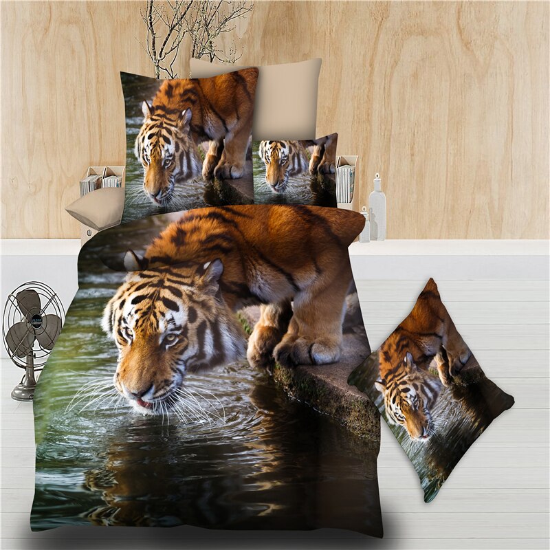 Couvre-lit 4 pièces/ensemble | Vêtements de literie, couverture de lit, drap plat, motif de tigre loup ou de roi, taille large, imprimé 3D, pour adultes: No.5