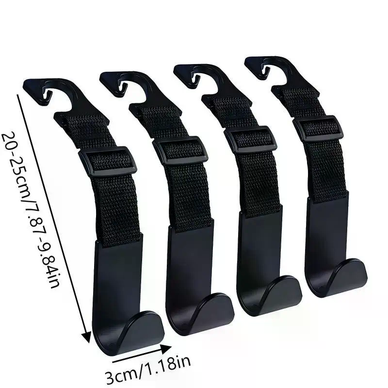 Ganchos para reposacabezas de asiento de coche, Clips de almacenamiento ajustables, ganchos de sujeción automáticos, accesorios de Interior de coche, reutilizables, fáciles de instalar, 4 Uds.