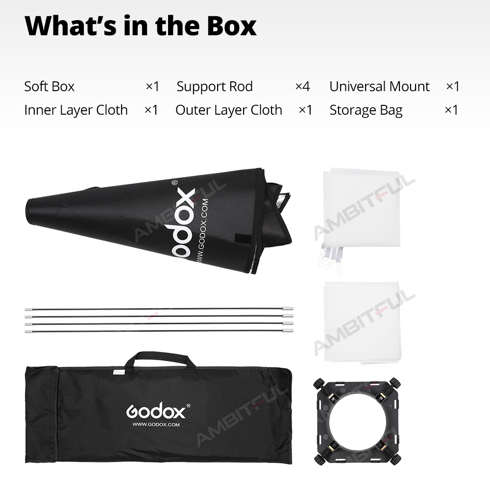Godox 50x70cm 60x60cm 60x90cm 80cm Photo Studio Softbox Soft Box avec support universel pour K-180A K-150A Godox E250 E300 300SDI