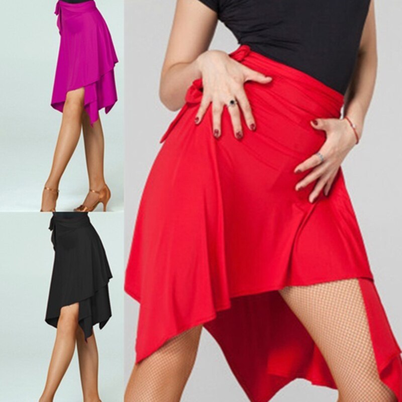 Jupe de danse pour les femmes noir violet rouge couleur professionnelle Sumba jupe de danse adulte pas cher scène robe Rumba