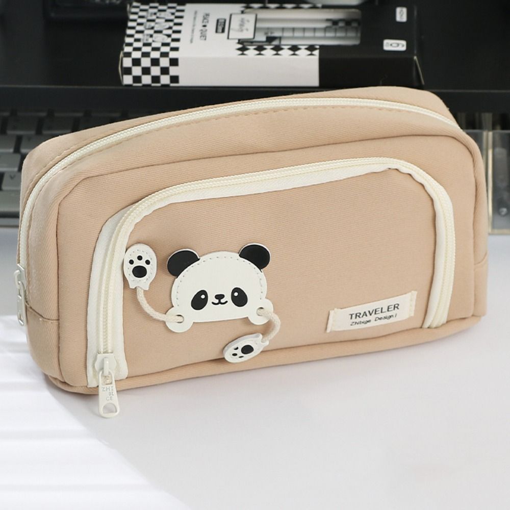 Large Capacity Pencil Bag Aesthetic Stationery Bag Pen Case Girls Zipper Pencil Pouch School Supplies: Yellow