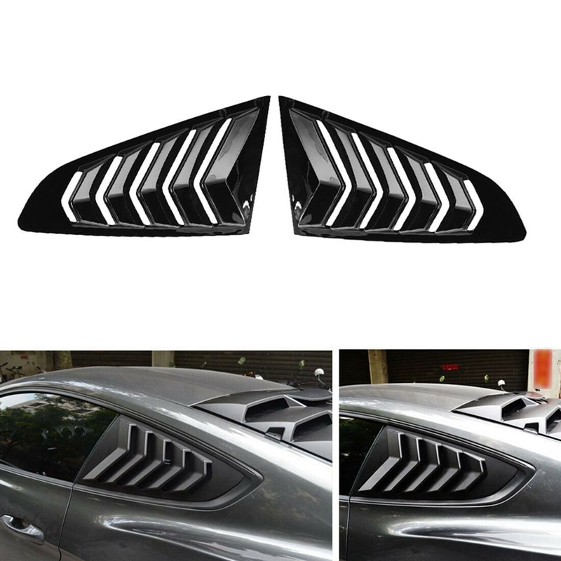 Car Glossy Black Quarter 1/4 Side Window Louver Cover for Ford Mustang: Default Title