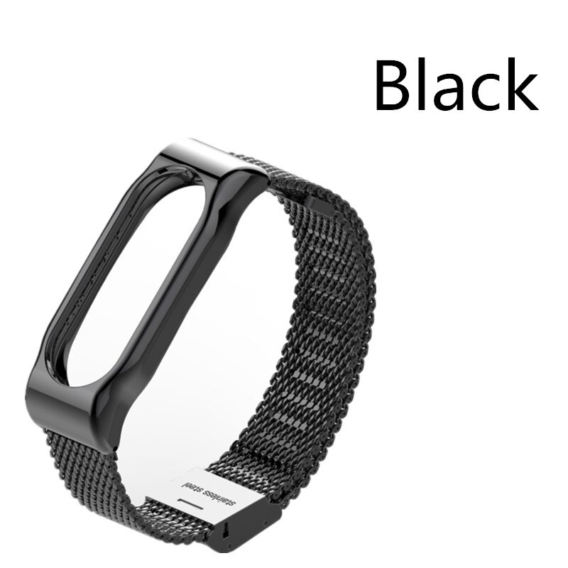 Pulsera de Metal Mijobs Mi Band 2 para Xiaomi Mi Band 2, pulsera de acero inoxidable sin tornillos, accesorios de repuesto: black